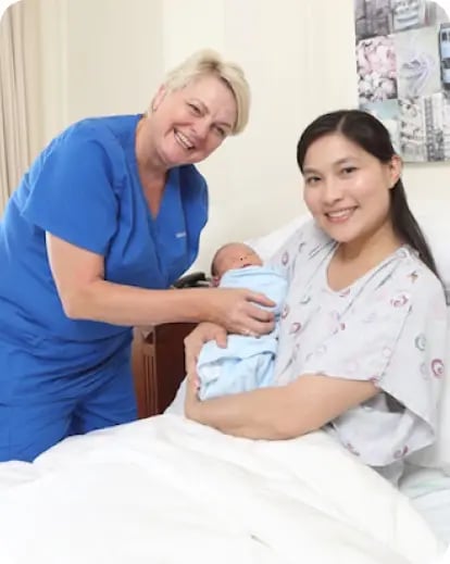 amelia, her baby and nurse